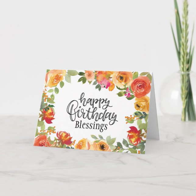 Tarjeta Bendiciones De Cumpleaños El Señor Te Bendiga Flor (Anverso)