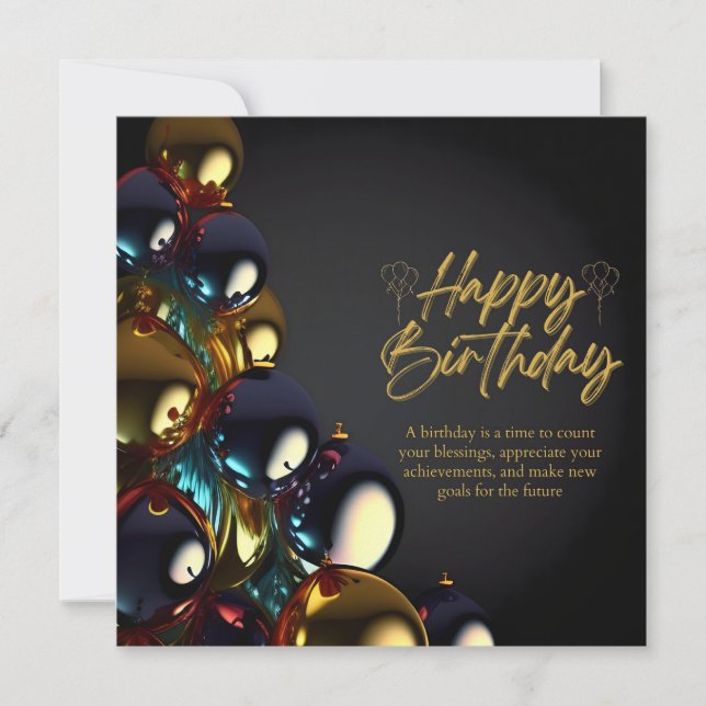 Tarjeta Bendiciones de cumpleaños elegantes (Anverso)