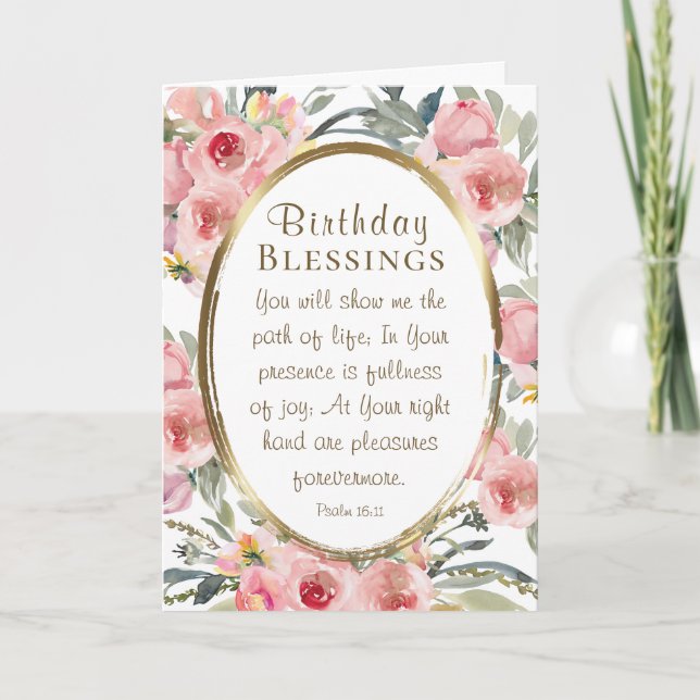 Tarjeta Bendiciones de cumpleaños Inspirador elegante Flor (Anverso)