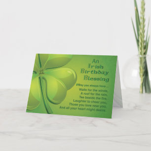 Tarjeta Bendiciones de cumpleaños irlandesas, Shamrock cel