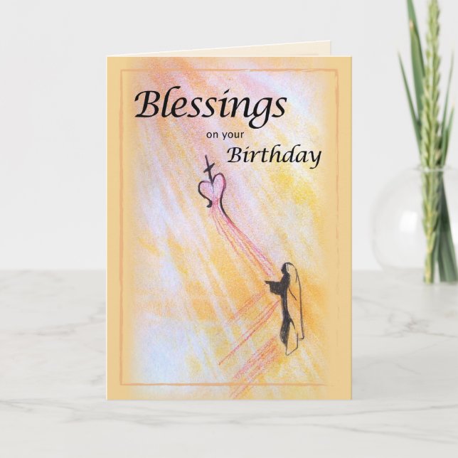 Tarjeta Bendiciones de cumpleaños, religión (Anverso)