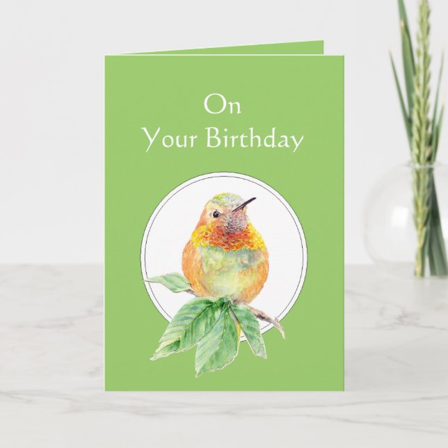 Tarjeta Bendiciones de Dios en tu Hummingbird de cumpleaño (Anverso)