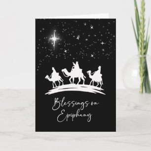 Tarjeta Bendiciones de Epifanía Tres Reyes Siguiendo la Es