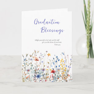 Tarjeta Bendiciones de graduación de flores silvestres cri