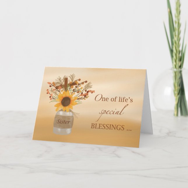 Tarjeta Bendiciones de hermana de una monja en el girasol  (Anverso)