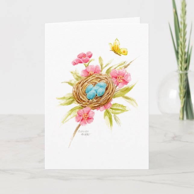 Tarjeta Bendiciones de la rama de floración de nido de ave (Anverso)