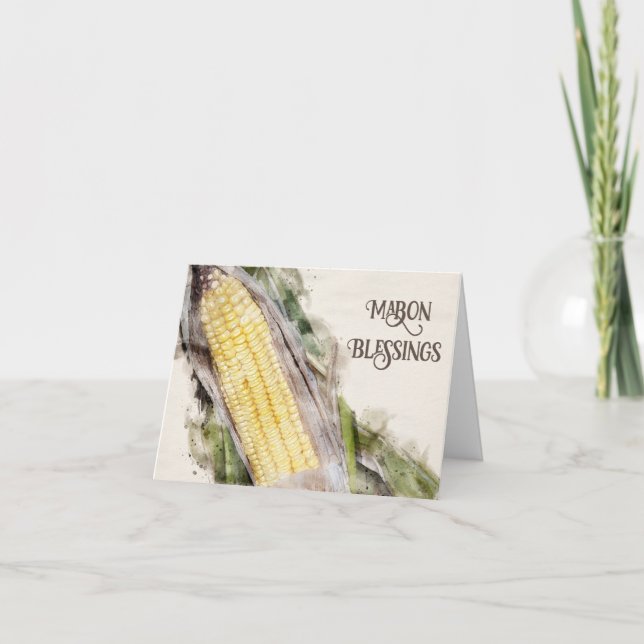 Tarjeta Bendiciones de Mabon Acuarela de Maíz (Anverso)
