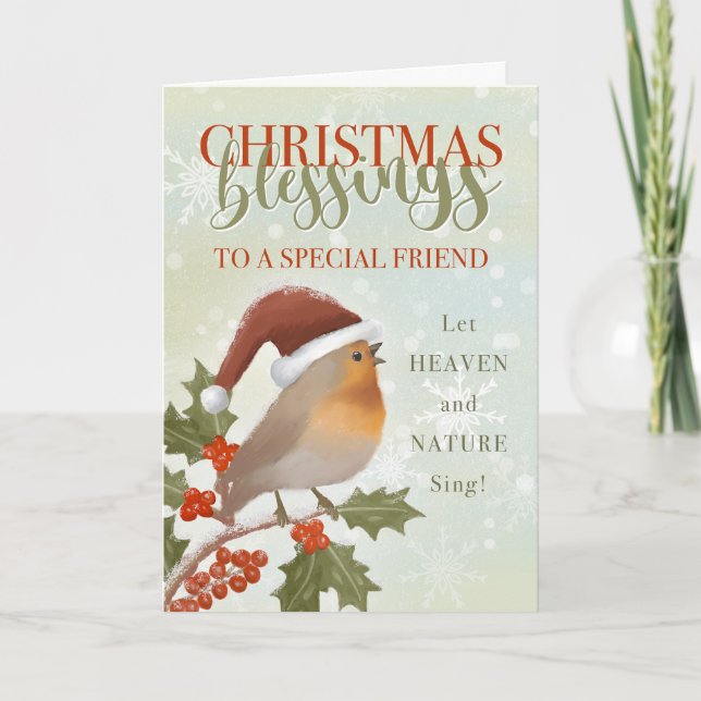 Tarjeta Bendiciones de Navidad a un amigo  (Anverso)