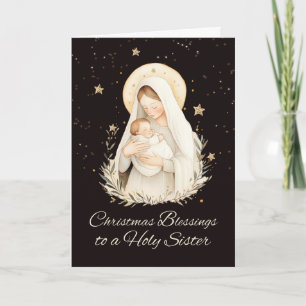 Tarjeta Bendiciones de Navidad de la monja Madonna y el Ni