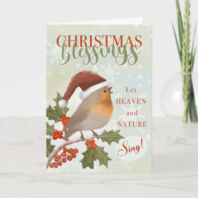 Tarjeta Bendiciones de Navidad Dejen cantar al cielo y a l (Anverso)