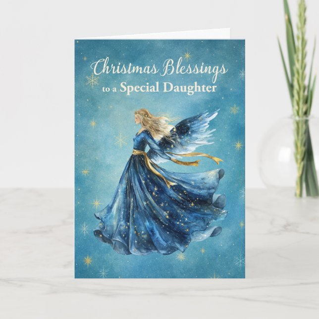 Tarjeta Bendiciones de Navidad Hija Ángel de la Luz (Anverso)