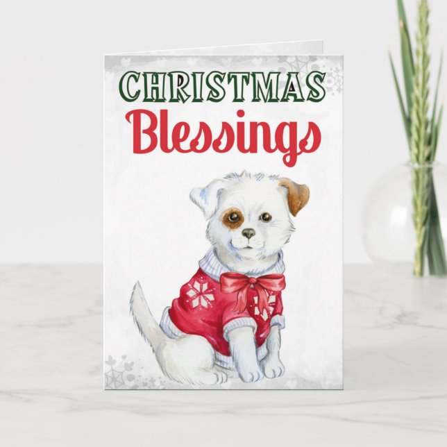 Tarjeta Bendiciones de Navidades de perro (Anverso)