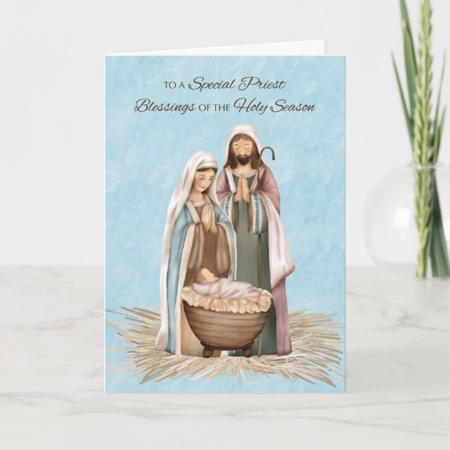 Tarjeta Bendiciones de Navidades sacerdotes gracias a la e (Anverso)