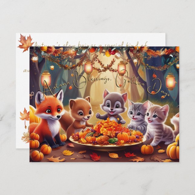 Tarjeta Bendiciones de Otoño Días Dorados Momentos Festivo (Anverso / Reverso)