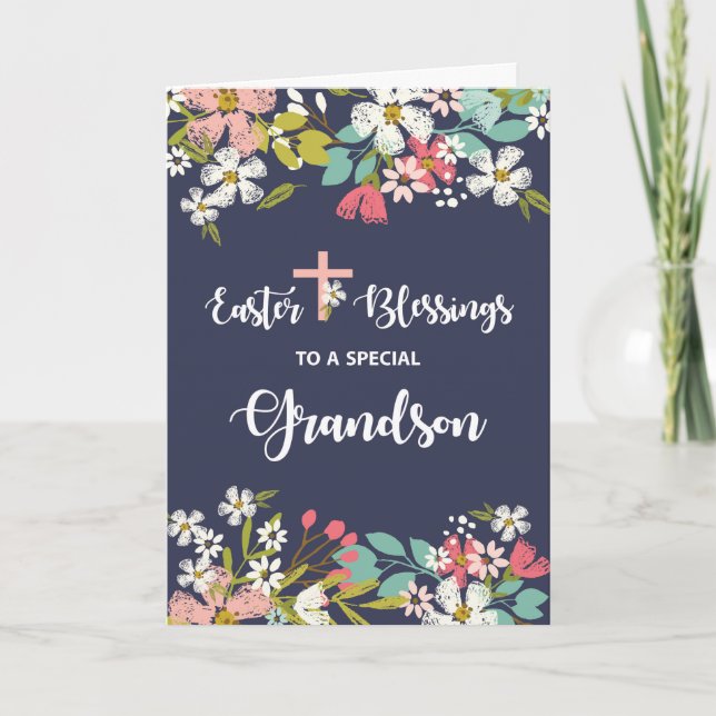 Tarjeta Bendiciones de Pascua del abuelo de las flores de  (Anverso)