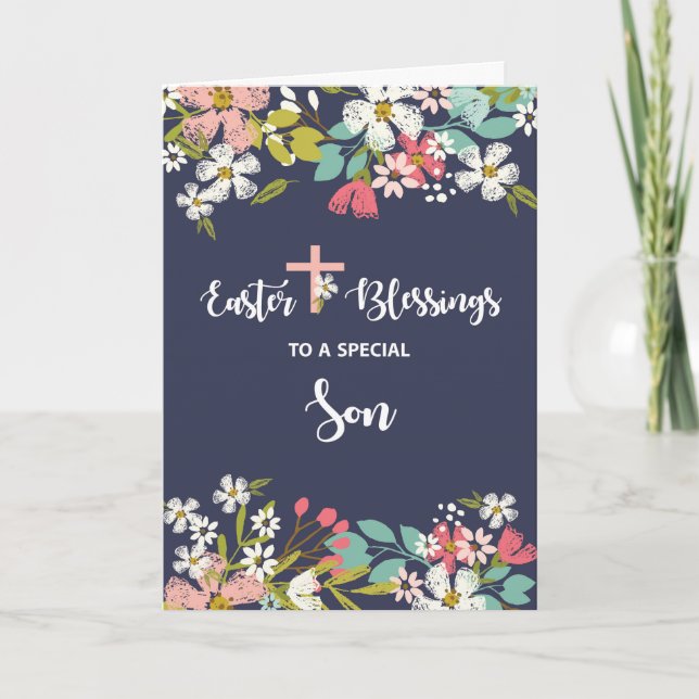 Tarjeta Bendiciones de Pascua del Hijo de las Flores de Cr (Anverso)