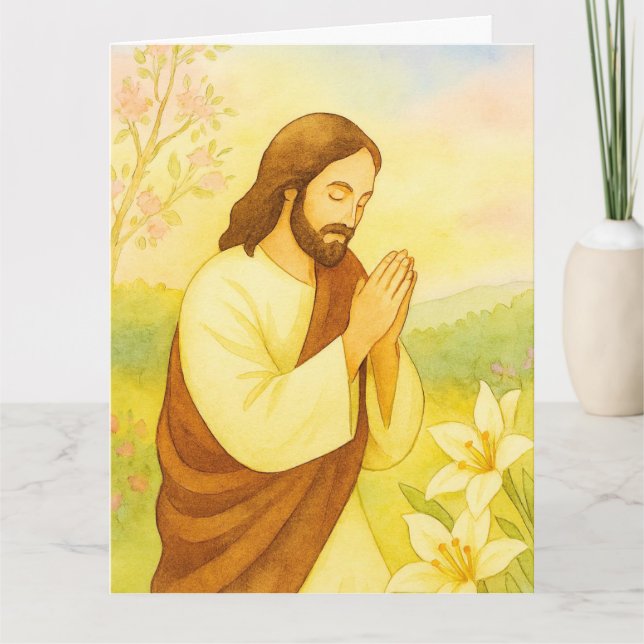 Tarjeta Bendiciones de Pascua en Acuarela (Anverso)