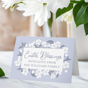 Tarjeta Bendiciones de Pascua Florales Moradas Hermosas Pe