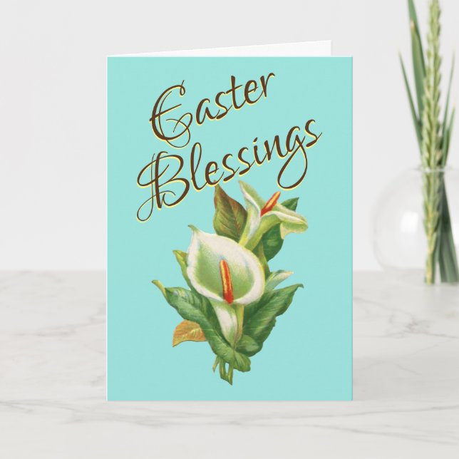 Tarjeta Bendiciones de Pascua - Lirios de Pascua (Anverso)