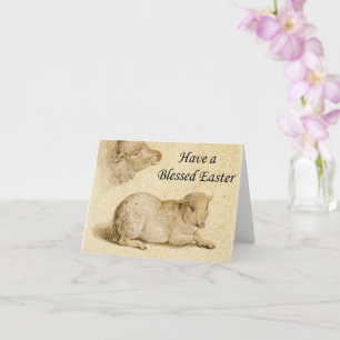 Tarjeta Bendiciones de Pascua, obra de cordero desangrada 