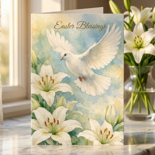 Tarjeta Bendiciones de Pascua Paloma Cristiana y Lirio Acu