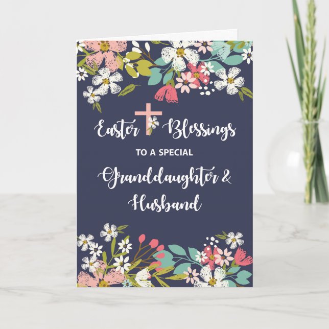 Tarjeta Bendiciones de Pascua para Nietos y Esposos (Anverso)