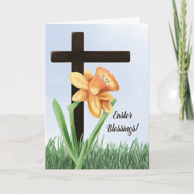 Tarjeta Bendiciones de Pascua por la cruz (Anverso)