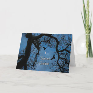 Tarjeta Bendiciones de Samhain, Cuervo, Luna Creciente y R