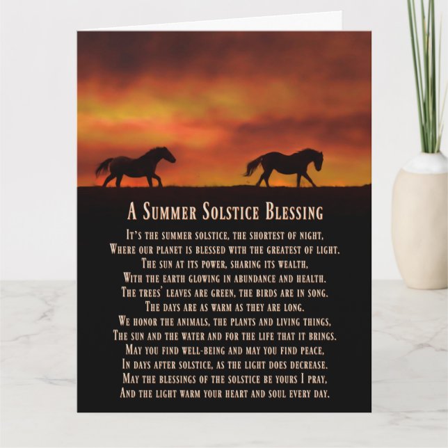 Tarjeta Bendiciones de solsticio de verano con puesta de s (Anverso)