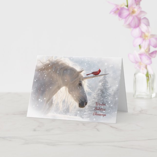 Tarjeta Bendiciones de Unicornio Cardinal en el Solsticio  (Orquídea)