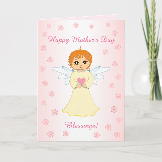 Tarjeta Bendiciones del Ángel del Día de la Madre (Anverso)