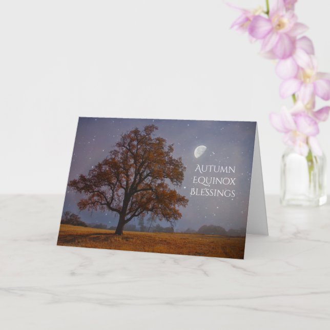 Tarjeta Bendiciones del árbol de roble hermoso del equinoc (Orquídea)