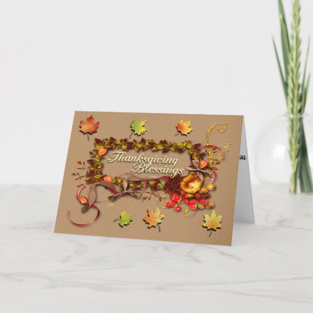 Tarjeta Bendiciones del Día de Acción de Gracias (Anverso)