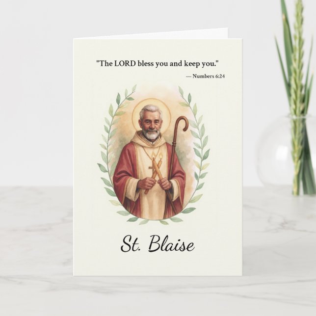 Tarjeta Bendiciones del Día de la Fiesta de San Blas Acuar (Anverso)