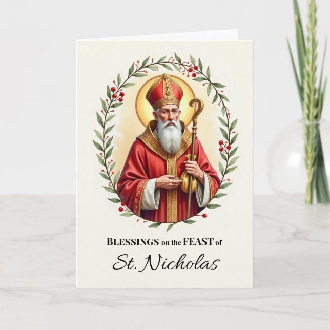 Tarjeta Bendiciones del Día de la Fiesta de San Nicolás Co (Anverso)