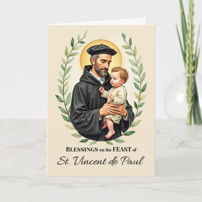 Tarjeta Bendiciones del Día de la Fiesta de San Vicente de (Anverso)