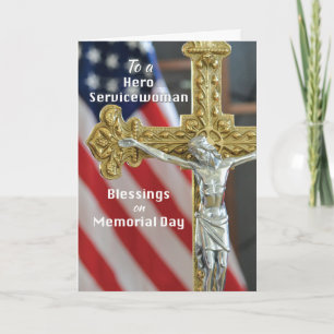 Tarjeta Bendiciones del Día de los Caídos a una militar co