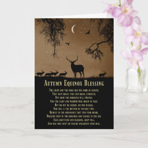 Tarjeta Bendiciones del Equinoccio de Otoño con Alce y Lun