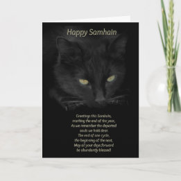 Tarjeta Bendiciones del Gato Negro de Samhain Feliz Samhai