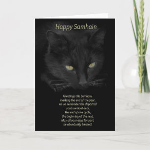 Tarjeta Bendiciones del Gato Negro de Samhain Feliz Samhai