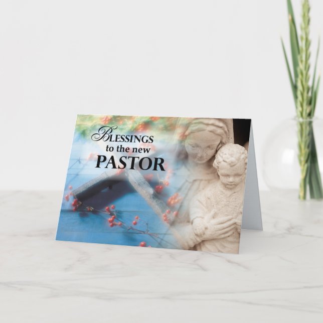 Tarjeta Bendiciones del nuevo pastor, María, Jesús, Religi (Anverso)