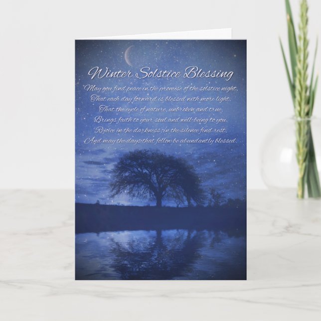 Tarjeta Bendiciones del solsticio de invierno con la luna  (Anverso)