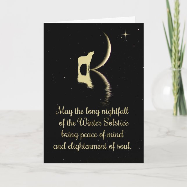 Tarjeta Bendiciones del solsticio de invierno de Lobo y Lu (Anverso)