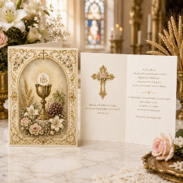 Tarjeta Bendiciones Eucarísticas Vintage Escritura Católic