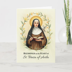 Tarjeta Bendiciones Florales por el Día de Fiesta de Santa