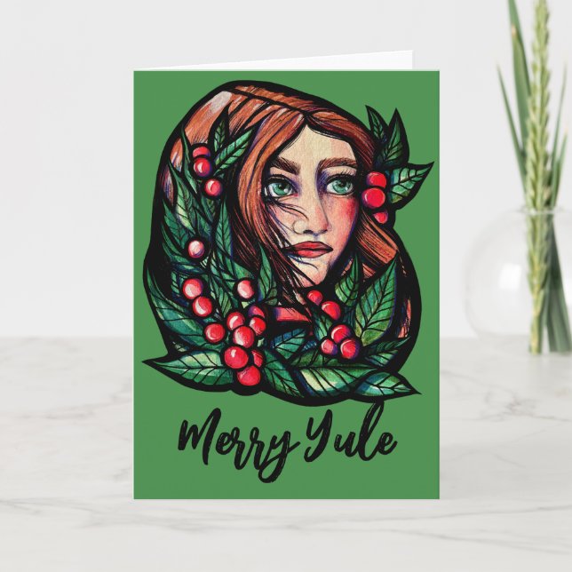 Tarjeta Bendiciones navideñas de Merry Yule Pagan (Anverso)