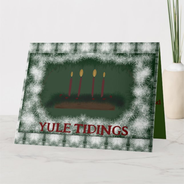 Tarjeta Bendiciones paganas de Yule con velas (Anverso)