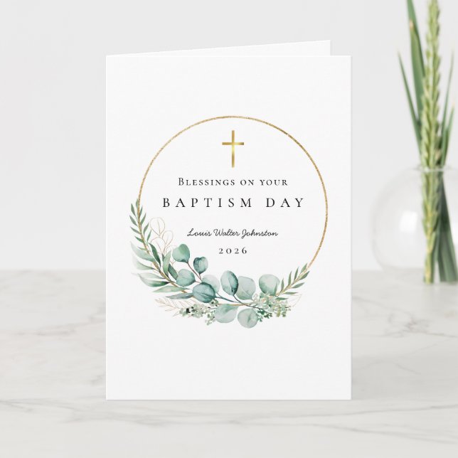 Tarjeta Bendiciones para Saludo Botánico de Bautizo (Anverso)