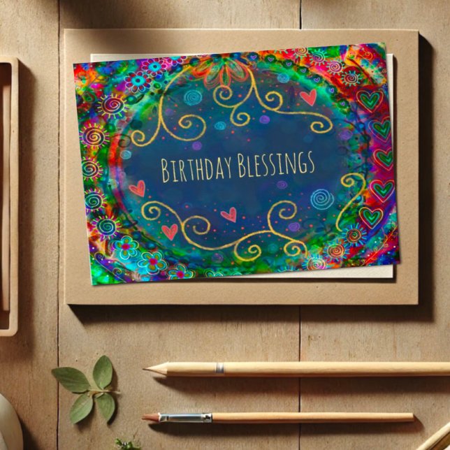 Tarjeta Bendiciones por el cumpleaños de una alegre Girly (Subido por el creador)