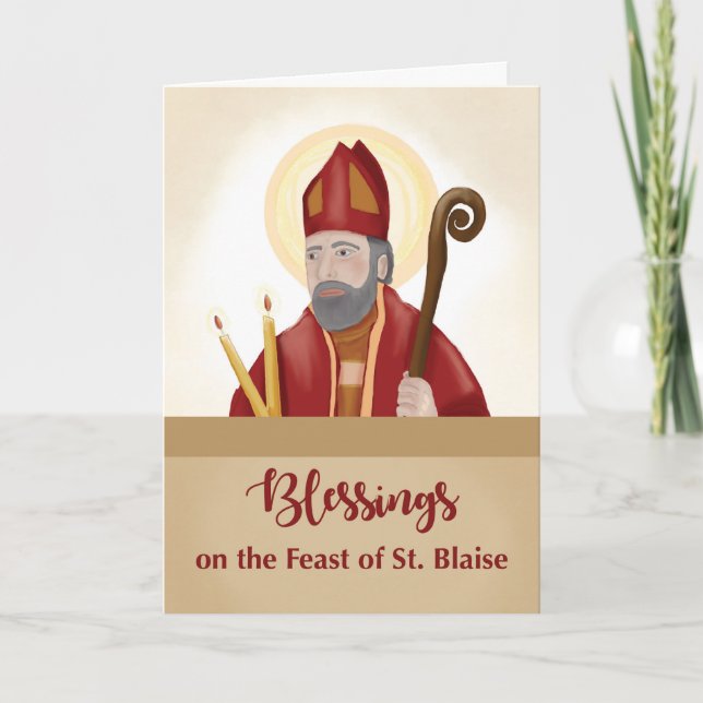 Tarjeta Bendiciones por el Día de la Fiesta de San Blaise (Anverso)